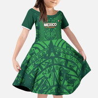 Custom Mexico Football Kid Short Sleeve Dress 2025 El Tri Champions Green Color - Wonder Print Shop