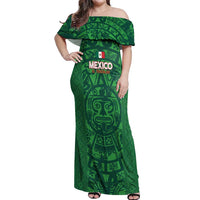Custom Mexico Football Off Shoulder Maxi Dress 2025 El Tri Champions Green Color - Wonder Print Shop