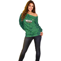 Custom Mexico Football Off Shoulder Sweater 2025 El Tri Champions Green Color - Wonder Print Shop