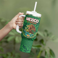 Custom Mexico Football Tumbler With Handle 2025 El Tri Champions Green Color - Wonder Print Shop