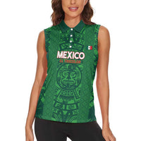 Custom Mexico Football Women Sleeveless Polo Shirt 2025 El Tri Champions Green Color - Wonder Print Shop