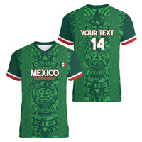 Custom Mexico Football Women V-Neck T-Shirt 2025 El Tri Champions Green Color - Wonder Print Shop
