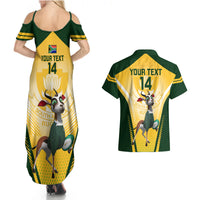 Custom South Africa Rugby Couples Matching Summer Maxi Dress and Hawaiian Shirt 2023 World Cup Springboks Mascot - Wonder Print Shop