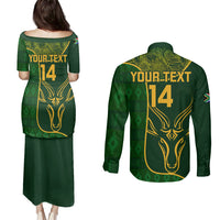 Custom South Africa Rugby Couples Matching Puletasi Dress and Long Sleeve Button Shirts 2023 Go Champions Springboks With Protea - Wonder Print Shop