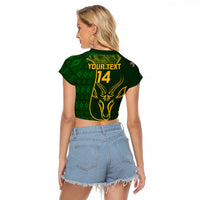 Custom South Africa Rugby Raglan Cropped T Shirt 2023 Go Champions Springboks With Protea - Wonder Print Shop