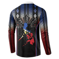 Mabuhay Philippines Festival Button Sweatshirt Filipino Map Sampaguita Igorot Pattern