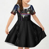 Mabuhay Philippines Festival Kid Short Sleeve Dress Filipino Map Sampaguita Igorot Pattern