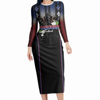 Mabuhay Philippines Festival Long Sleeve Bodycon Dress Filipino Map Sampaguita Igorot Pattern