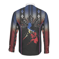 Mabuhay Philippines Festival Long Sleeve Button Shirt Filipino Map Sampaguita Igorot Pattern