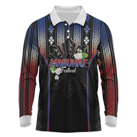 Mabuhay Philippines Festival Long Sleeve Polo Shirt Filipino Map Sampaguita Igorot Pattern