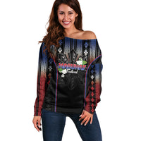 Mabuhay Philippines Festival Off Shoulder Sweater Filipino Map Sampaguita Igorot Pattern
