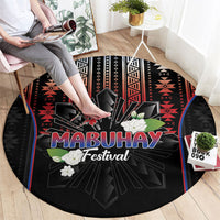 Mabuhay Philippines Festival Round Carpet Filipino Map Sampaguita Igorot Pattern