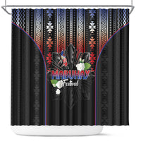Mabuhay Philippines Festival Shower Curtain Filipino Map Sampaguita Igorot Pattern
