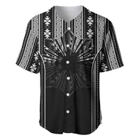 Mabuhay Philippines Festival Baseball Jersey Filipino Map Black White Igorot Pattern