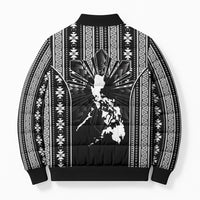 Mabuhay Philippines Festival Bomber Puffer Jacket Filipino Map Black White Igorot Pattern