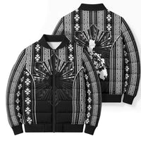 Mabuhay Philippines Festival Bomber Puffer Jacket Filipino Map Black White Igorot Pattern