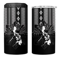 Mabuhay Philippines Festival 4 in 1 Can Cooler Tumbler Filipino Map Black White Igorot Pattern