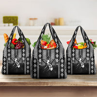 Mabuhay Philippines Festival Grocery Bag Filipino Map Black White Igorot Pattern