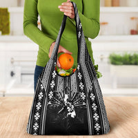 Mabuhay Philippines Festival Grocery Bag Filipino Map Black White Igorot Pattern