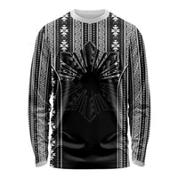 Mabuhay Philippines Festival Long Sleeve Shirt Filipino Map Black White Igorot Pattern