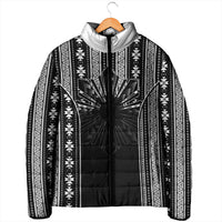 Mabuhay Philippines Festival Padded Jacket Filipino Map Black White Igorot Pattern