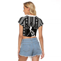 Mabuhay Philippines Festival Raglan Cropped T Shirt Filipino Map Black White Igorot Pattern