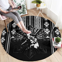 Mabuhay Philippines Festival Round Carpet Filipino Map Black White Igorot Pattern