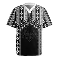 Mabuhay Philippines Festival Rugby Jersey Filipino Map Black White Igorot Pattern