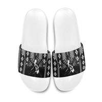 Mabuhay Philippines Festival Slide Sandals Filipino Map Black White Igorot Pattern