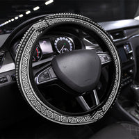 Mabuhay Philippines Festival Steering Wheel Cover Filipino Map Black White Igorot Pattern