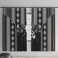 Mabuhay Philippines Festival Window Curtain Filipino Map Black White Igorot Pattern