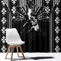 Mabuhay Philippines Festival Window Curtain Filipino Map Black White Igorot Pattern