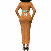 Ivory Coast Football Custom Long Sleeve Bodycon Dress Les Elephants Dames Skin Style