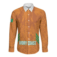 Ivory Coast Football Custom Long Sleeve Button Shirt Les Elephants Dames Skin Style