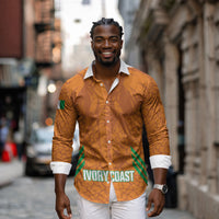 Ivory Coast Football Custom Long Sleeve Button Shirt Les Elephants Dames Skin Style