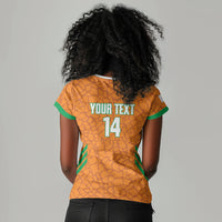 Ivory Coast Football Custom Women V-Neck T-Shirt Les Elephants Dames Skin Style