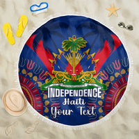 Personalised Haiti Independence Day Beach Blanket Ayiti 220th Anniversary With Dashiki Pattern - Wonder Print Shop