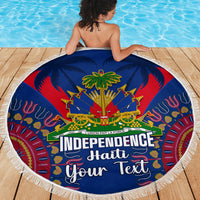 Personalised Haiti Independence Day Beach Blanket Ayiti 220th Anniversary With Dashiki Pattern - Wonder Print Shop