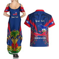 Personalised Haiti Independence Day Couples Matching Summer Maxi Dress and Hawaiian Shirt Ayiti 220th Anniversary With Dashiki Pattern - Wonder Print Shop