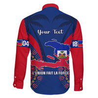 Personalised Haiti Independence Day Family Matching Off Shoulder Short Dress and Hawaiian Shirt Ayiti 220th Anniversary With Dashiki Pattern - Wonder Print Shop
