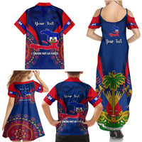 Personalised Haiti Independence Day Family Matching Summer Maxi Dress and Hawaiian Shirt Ayiti 220th Anniversary With Dashiki Pattern - Wonder Print Shop