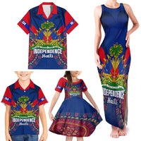 Personalised Haiti Independence Day Family Matching Tank Maxi Dress and Hawaiian Shirt Ayiti 220th Anniversary With Dashiki Pattern - Wonder Print Shop