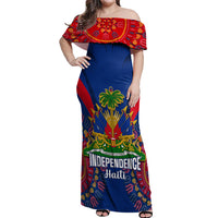 Personalised Haiti Independence Day Off Shoulder Maxi Dress Ayiti 220th Anniversary With Dashiki Pattern - Wonder Print Shop