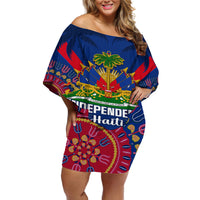 Personalised Haiti Independence Day Off Shoulder Short Dress Ayiti 220th Anniversary With Dashiki Pattern - Wonder Print Shop