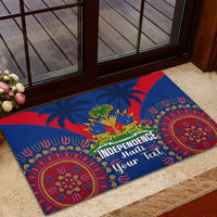 Personalised Haiti Independence Day Rubber Doormat Ayiti 220th Anniversary With Dashiki Pattern - Wonder Print Shop