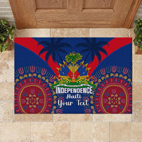 Personalised Haiti Independence Day Rubber Doormat Ayiti 220th Anniversary With Dashiki Pattern - Wonder Print Shop