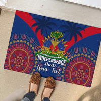 Personalised Haiti Independence Day Rubber Doormat Ayiti 220th Anniversary With Dashiki Pattern - Wonder Print Shop