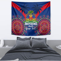 Personalised Haiti Independence Day Tapestry Ayiti 220th Anniversary With Dashiki Pattern - Wonder Print Shop
