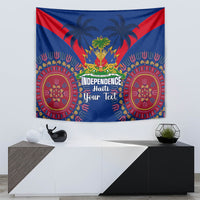 Personalised Haiti Independence Day Tapestry Ayiti 220th Anniversary With Dashiki Pattern - Wonder Print Shop