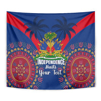 Personalised Haiti Independence Day Tapestry Ayiti 220th Anniversary With Dashiki Pattern - Wonder Print Shop